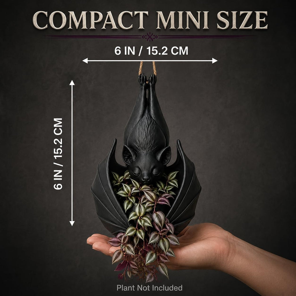 Hanging Bat Plant Pot, Gothic Planter for Succulents and Vines (2pcs) | Gothic bat-shaped resin planter for succulents