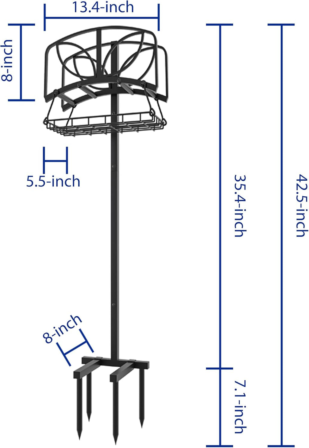 Fire Beauty Garden Hose Holder with Storage Basket,Heavy-Duty,80+ lb Capacity,Rust-Proof Stainless Steel,Organizes
