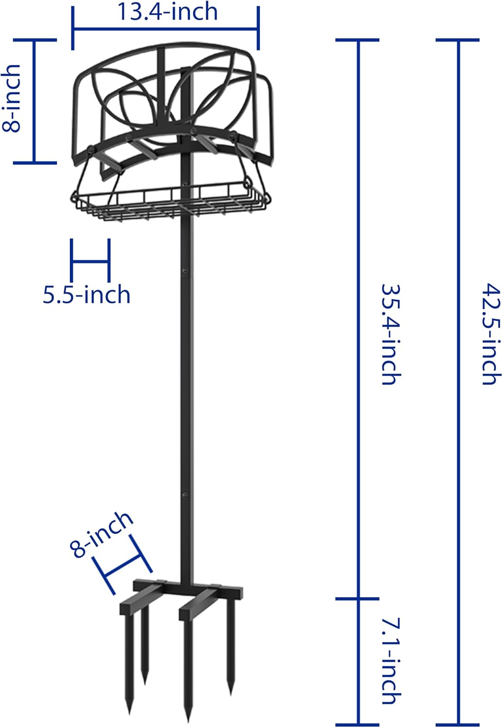 Fire Beauty Garden Hose Holder with Storage Basket,Heavy-Duty,80+ lb Capacity,Rust-Proof Stainless Steel,Organizes