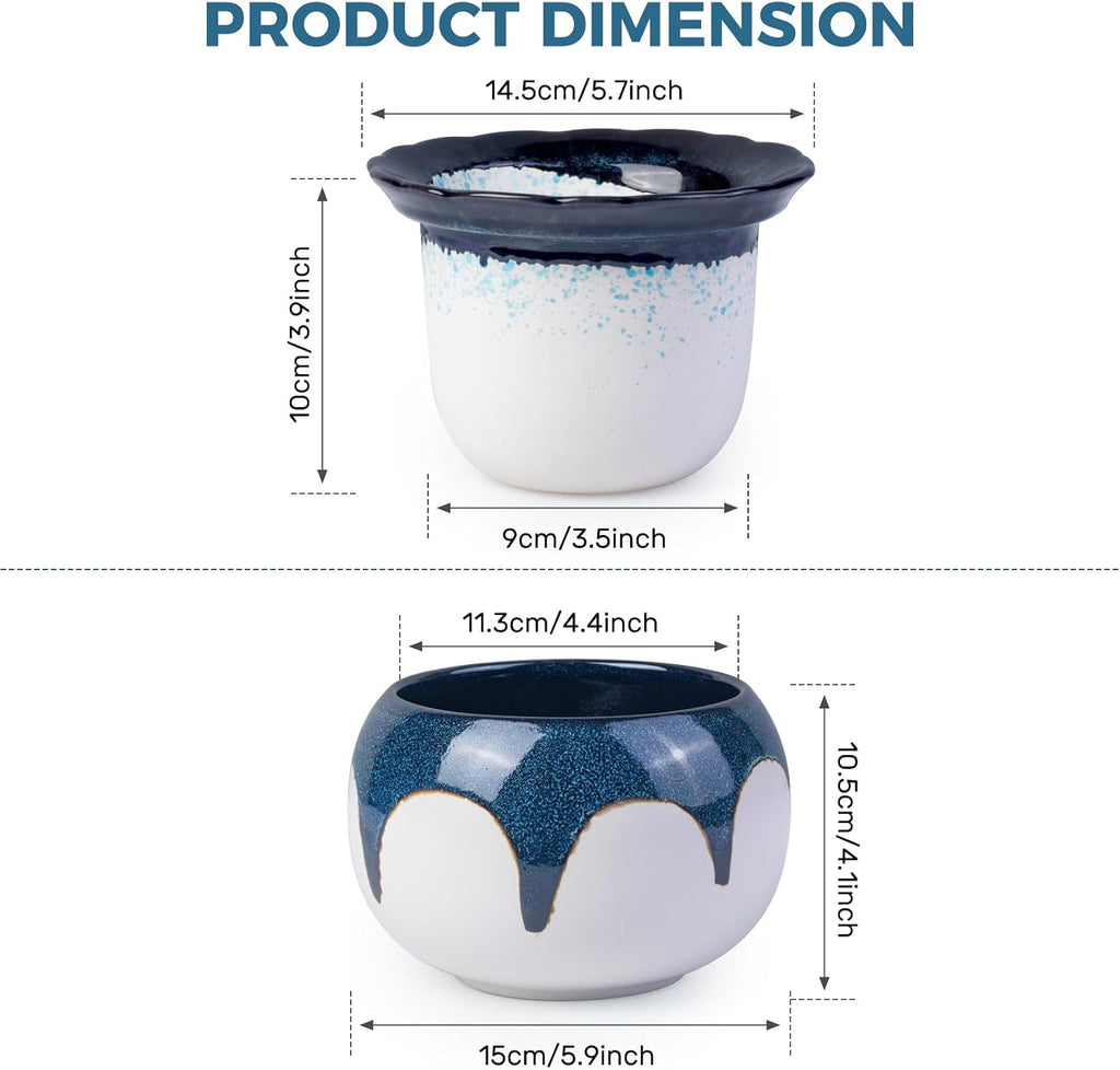 BUYMAX African Violet Pots, 6 inch Ceramic Easy Self Watering Plant Pot for Busy Plant Lovers, Automatically Absorb