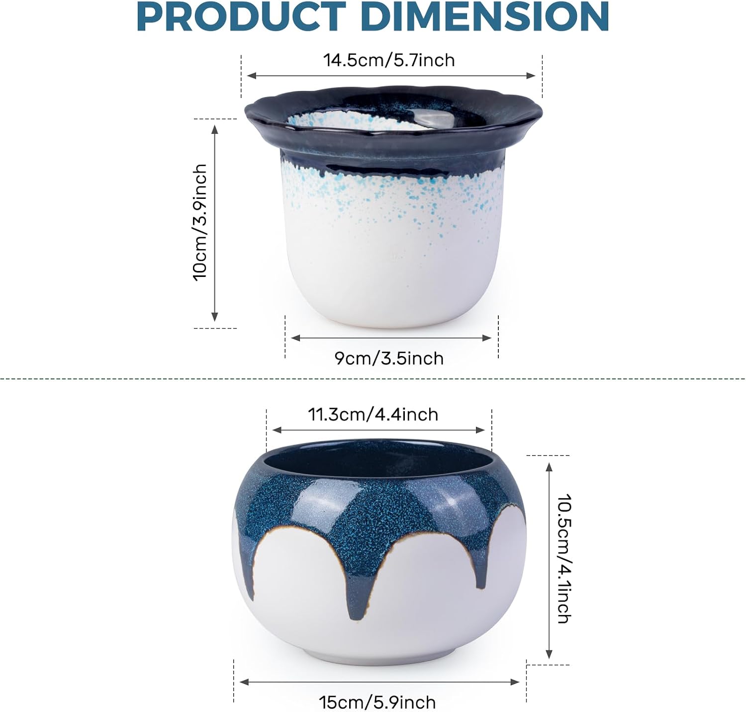 BUYMAX African Violet Pots, 6 inch Ceramic Easy Self Watering Plant Pot for Busy Plant Lovers, Automatically Absorb
