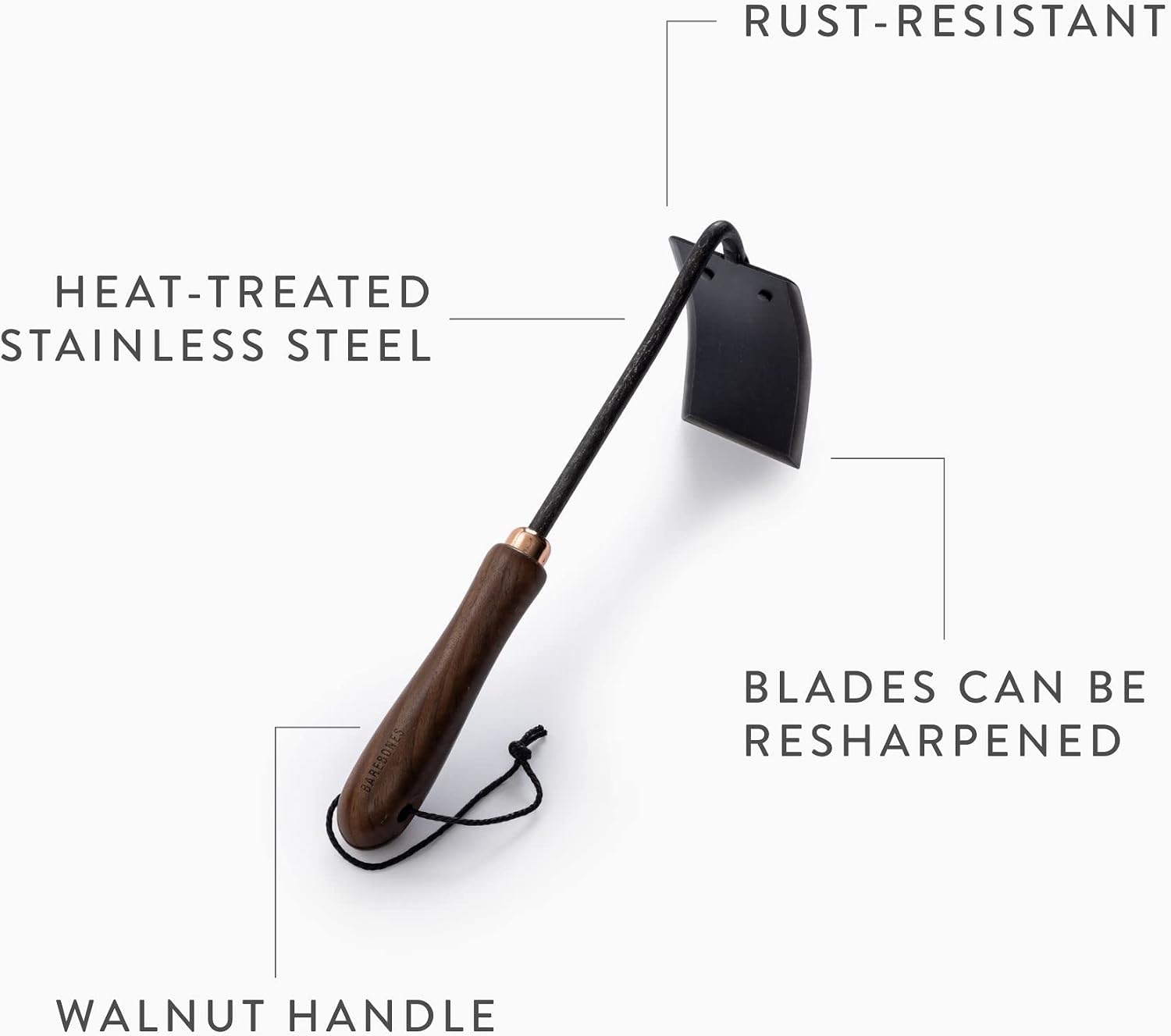 Barebones Square Hand Hoe - Garden Hoe for Weeding with a Long Handle - Japanese Gardening Tool, Sickle Garden Tool