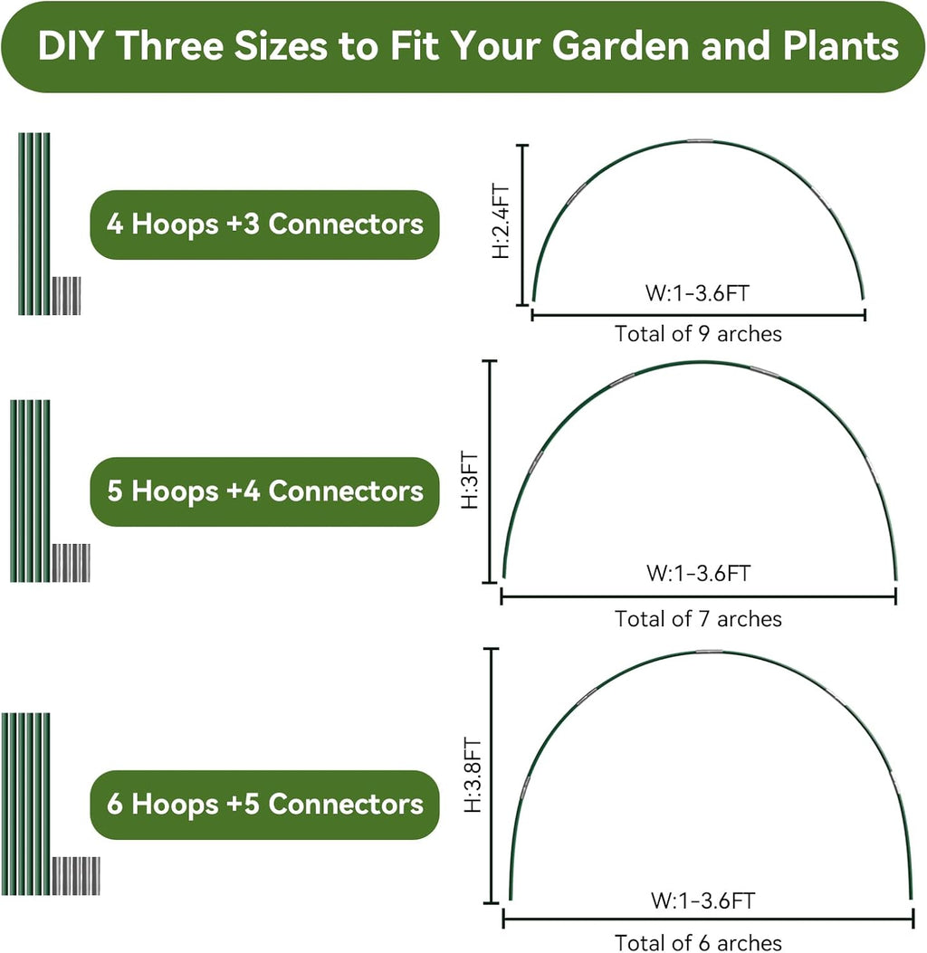 Garden Netting Kit for Raised Beds, 10x50FT Ultra Fine Mesh Netting ＆6 Sets Fiberglass Garden Hoops, Insect Netting for