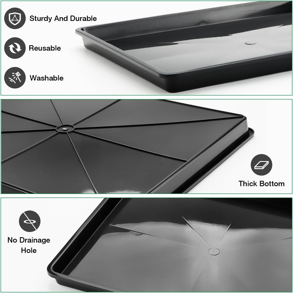 RooTrimmer 5 Pack Soil Blocking Trays(14"x12"x3"), Plastic Flat Plant Tray for Holding or Collecting Drainage Water