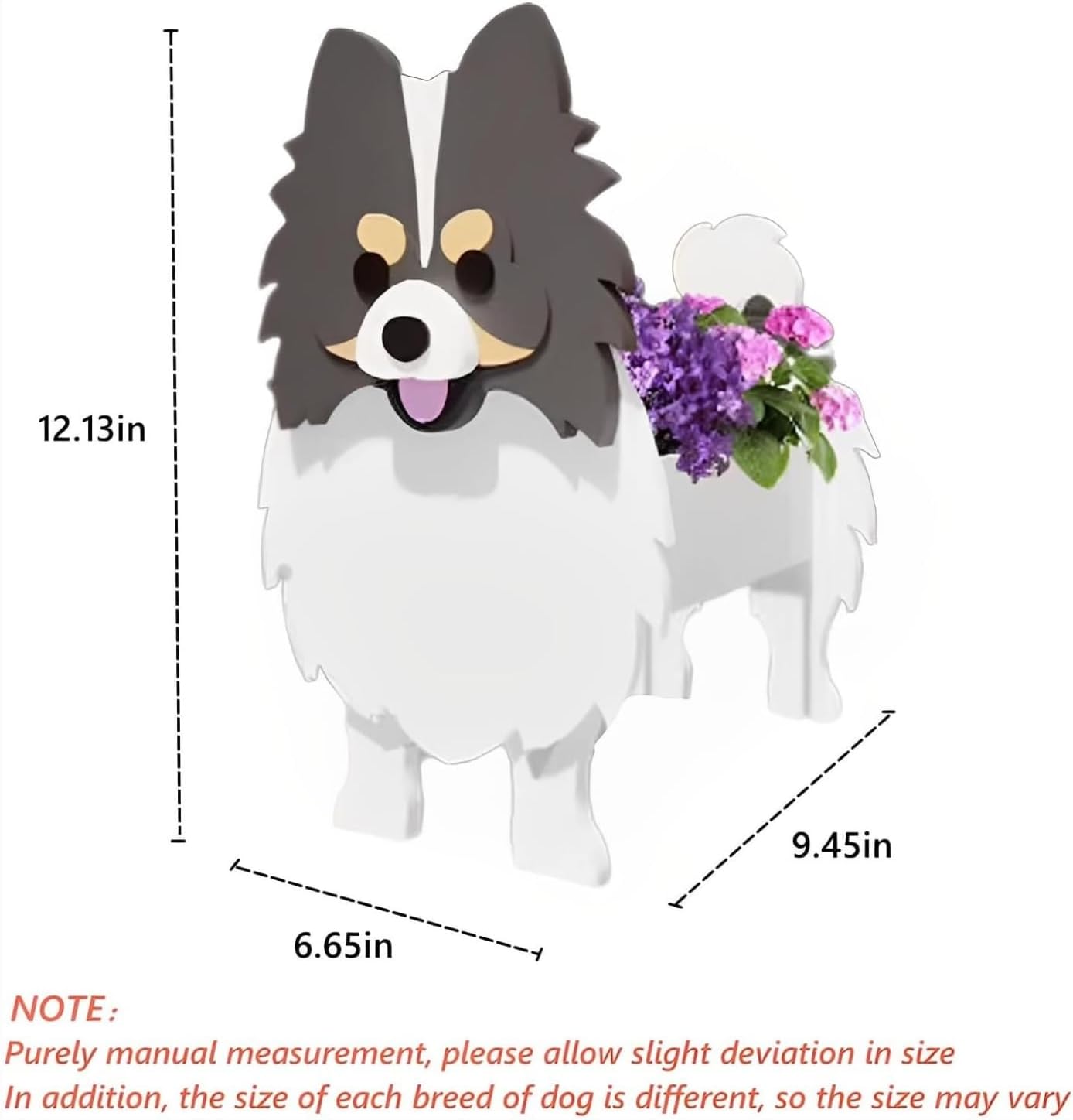 Grey and White Pomeranian Dog Planter, Animal Shaped Flower Pot | Cute Plant Gift for Women and Pet Lovers, Indoor
