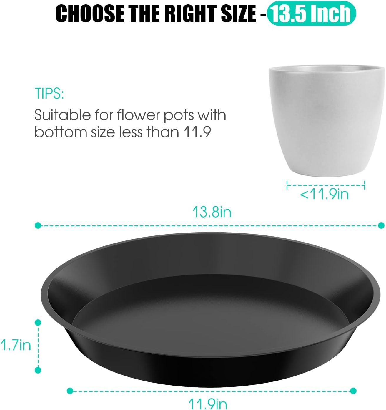 6 Pack Plant Saucer 14 16 18 20 22 Inch Plastic Plant Tray, Sturdy and Durable Flower Pot Container Accessories Plant
