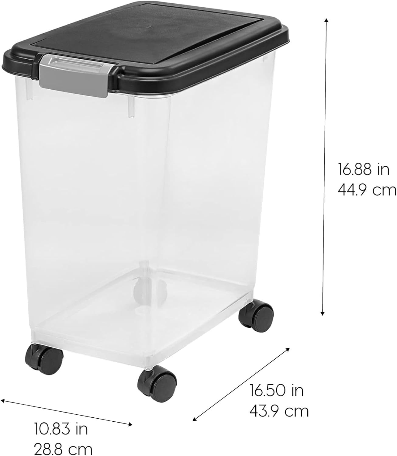 IRIS USA Dog Food Storage Container, Airtight, 30 lb Capacity, Wheels | Airtight seal keeps kibble, bird seed, and pet