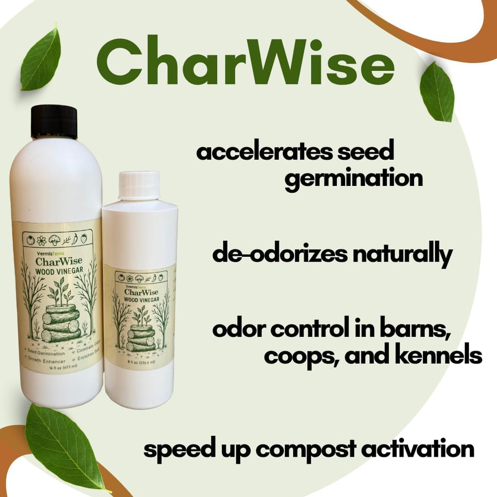 VermisTerra CharWise - 16 oz Wood Vinegar Biostimulant - Seed Germination, Enriches Soil, Growth Enhancer, Combats