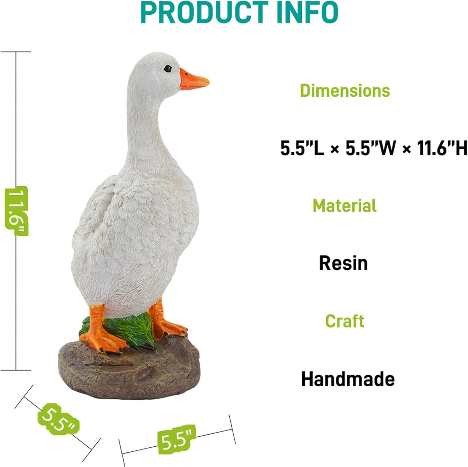 Funny Duck Outdoor Statue, Resin Garden Lawn Yard Decor, Figurine Sculpture Ornament for Porch Patio Flower Bed Home