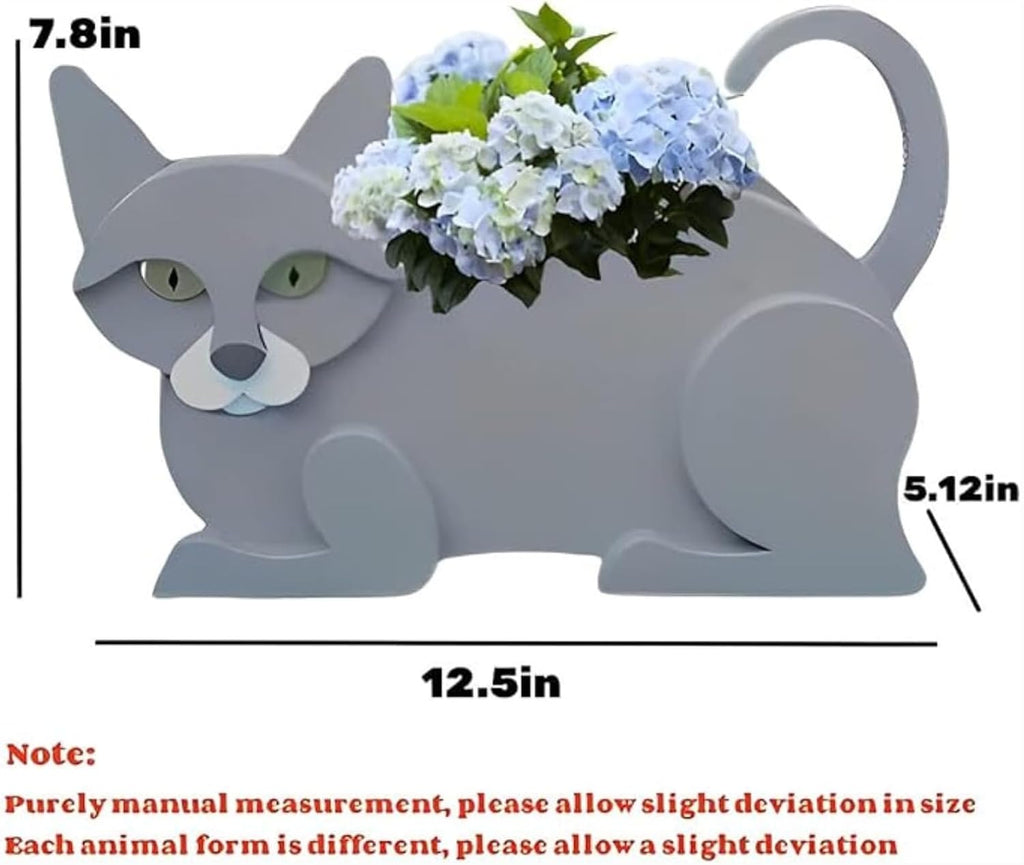 British Short Cat Planter Pots, Animal Shaped Flower Pot | Cute Plant Gift for Women and Pet Lovers, Indoor Outdoor