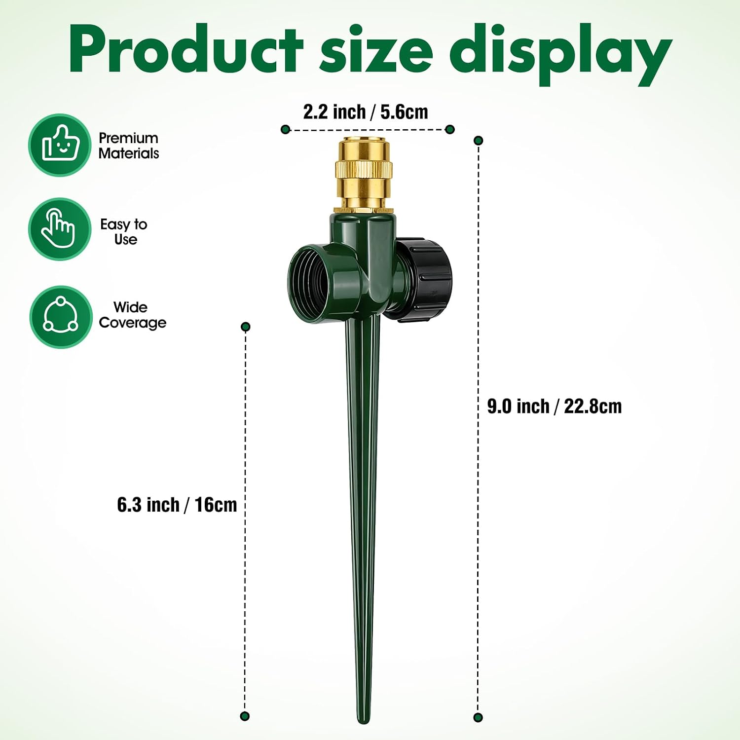 4 Pack Heavy Metal Lawn Sprinkler for Yard,360° Large Area Coverage | Adjustable Brass Nozzle with Aluminum Alloy Spike