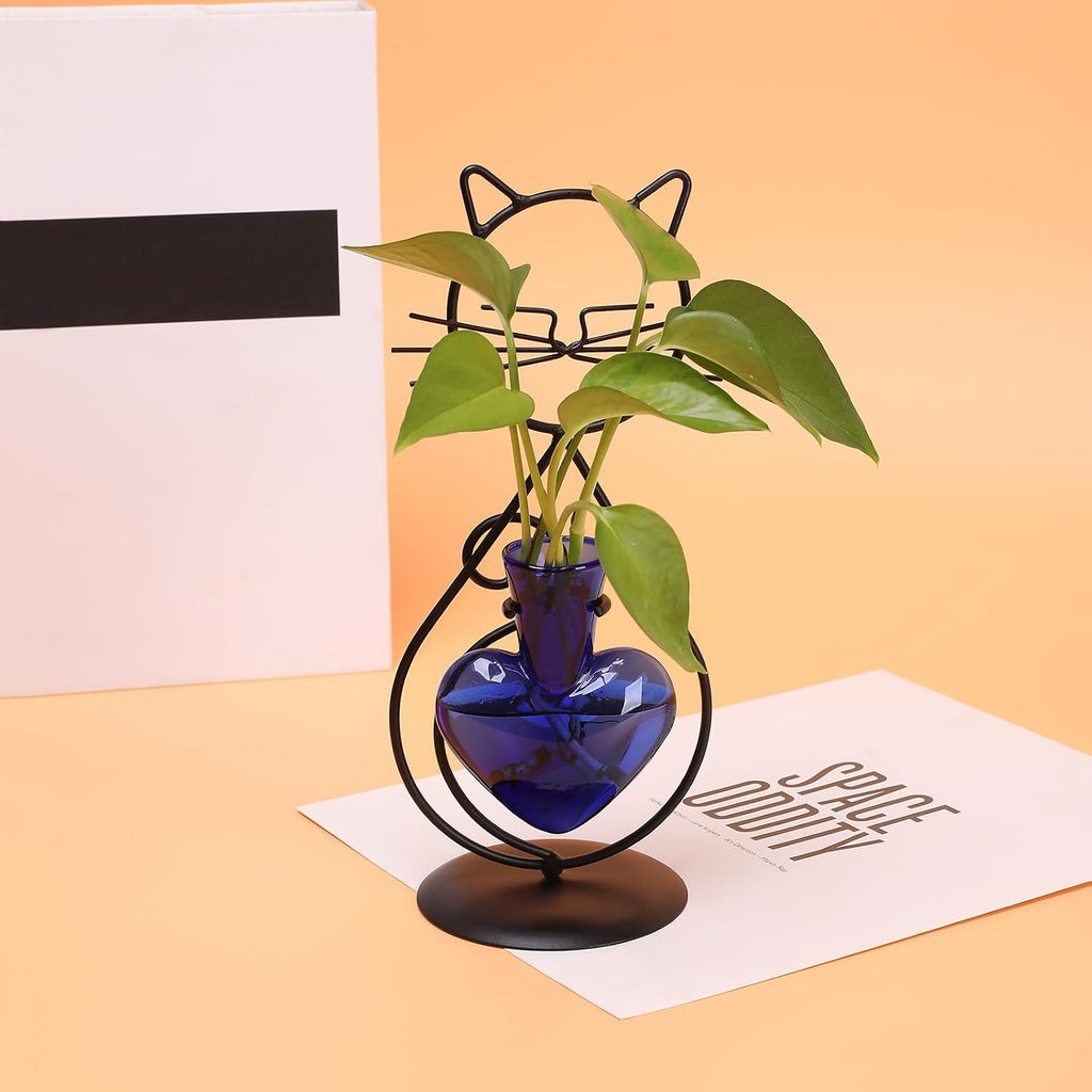 Plant Terrarium Propagation Station Gifts for Women Cat Lover | Plant Lovers Home Office Decor Cat Desk Accessories