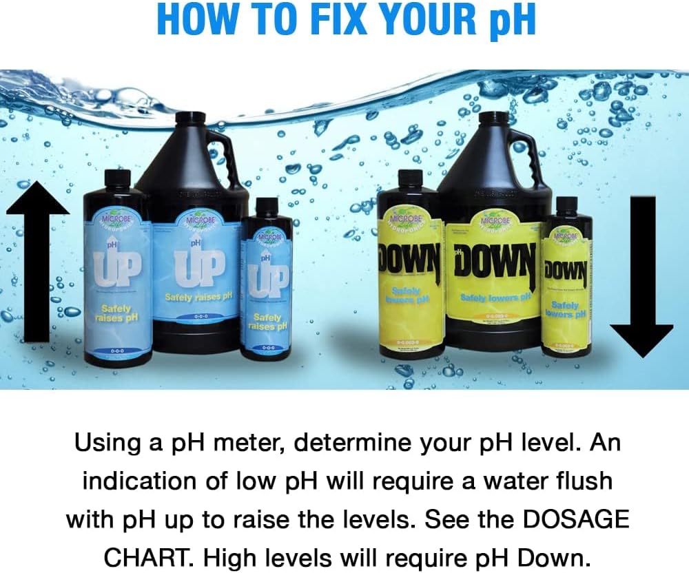 Microbe Life Hydroponics pH Control Kit with pH Up and Down for Stability, 16 oz Bottles, 4 oz Sample of Premium Liquid
