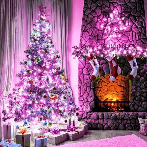 100FT 300LED Christmas Lights Outdoor, Christmas Tree Lights, Pink