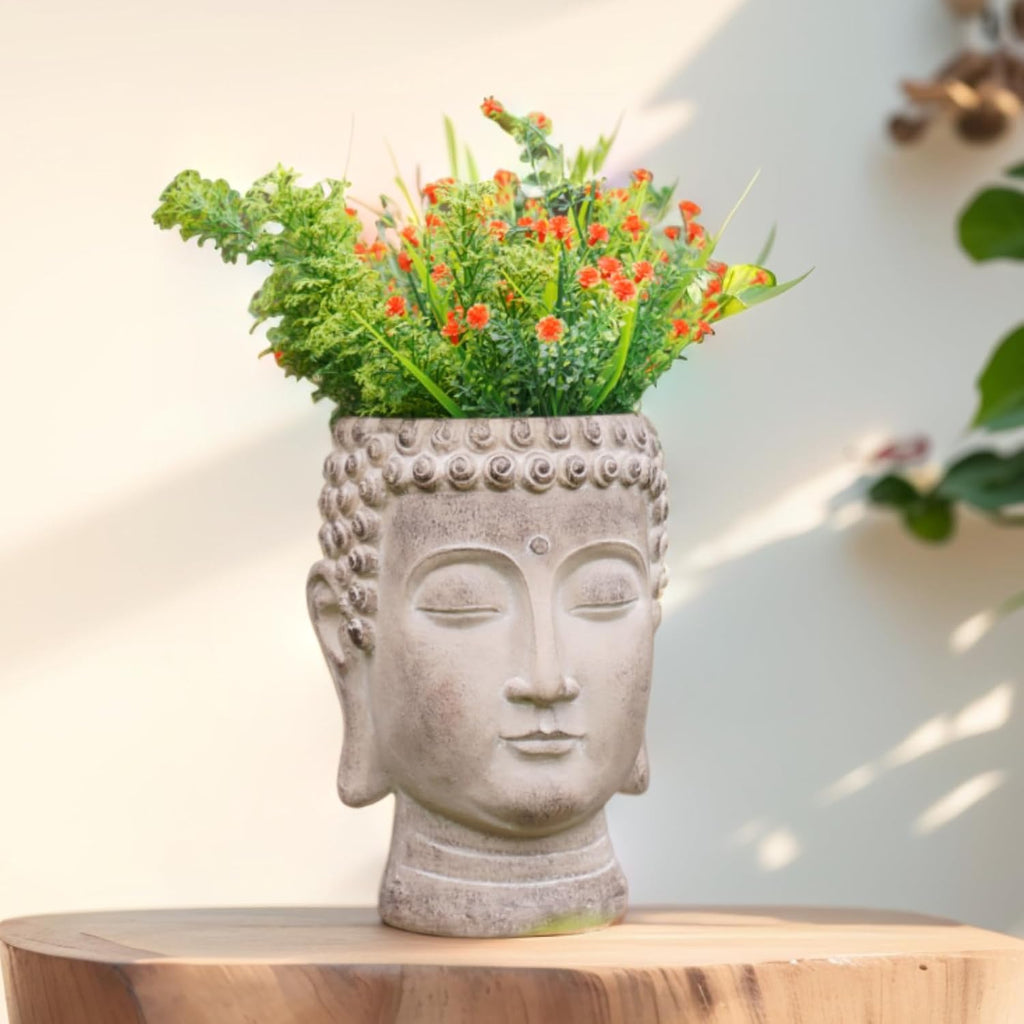 Buddha - Face Flower Pot - Head Planters - Garden Statue - Cactus Succulents Planter Pot Indoor Outdoor Planter with