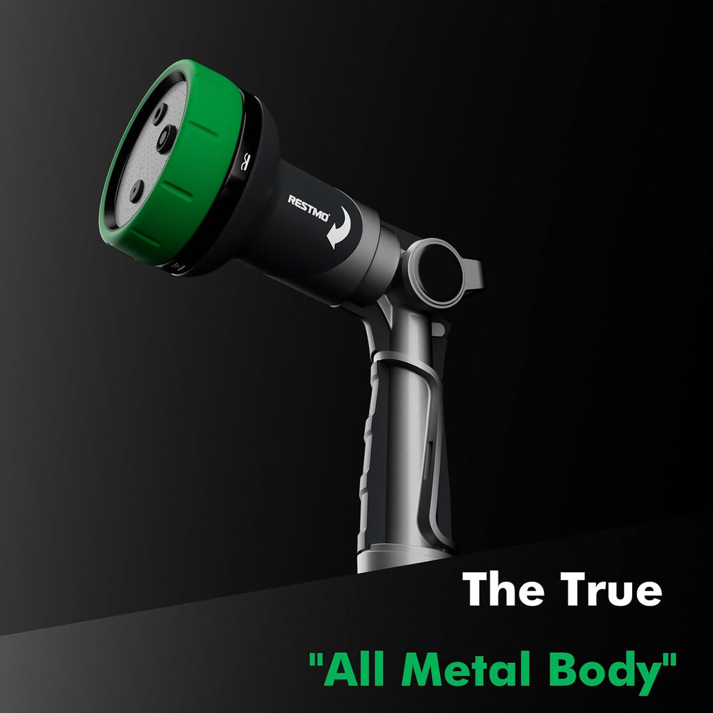 RESTMO Heavy Duty Garden Hose Nozzle, Multi-Angle Hose Spray Nozzle | 4 Adjustable Spray Patterns, Garden Hose Sprayer
