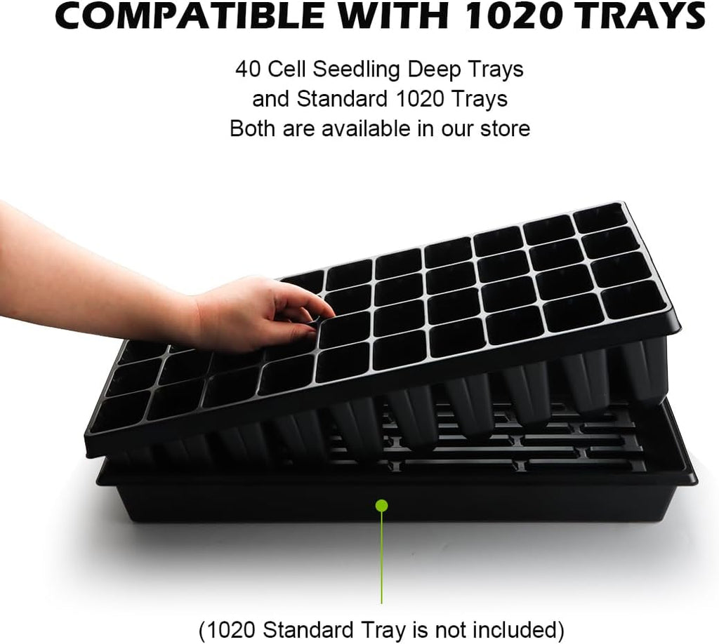 RooTrimmer 10 Pack 40 Cell Seed Starter Trays - Extra Deep 3.9" Plastic Nursery Trays, 20" x 10"，Fits Standard 1020