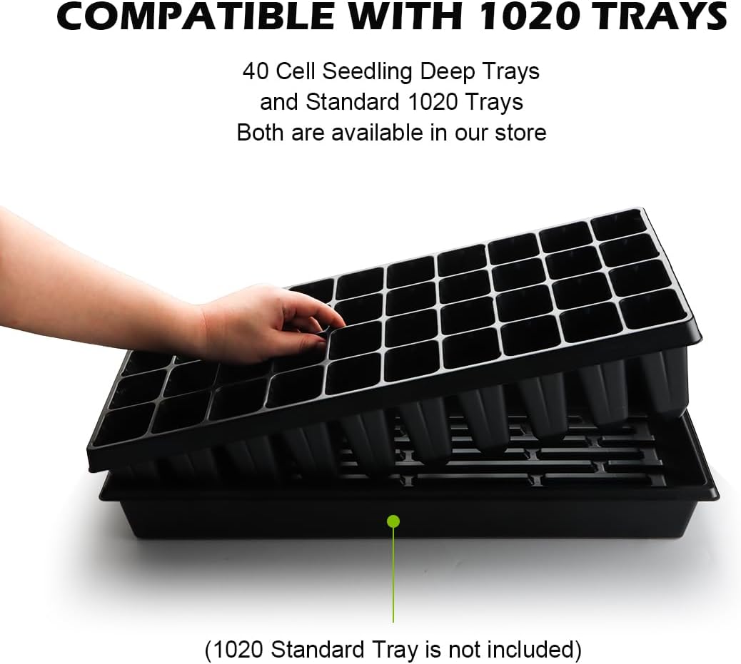 RooTrimmer 10 Pack 40 Cell Seed Starter Trays - Extra Deep 3.9" Plastic Nursery Trays, 20" x 10"，Fits Standard 1020