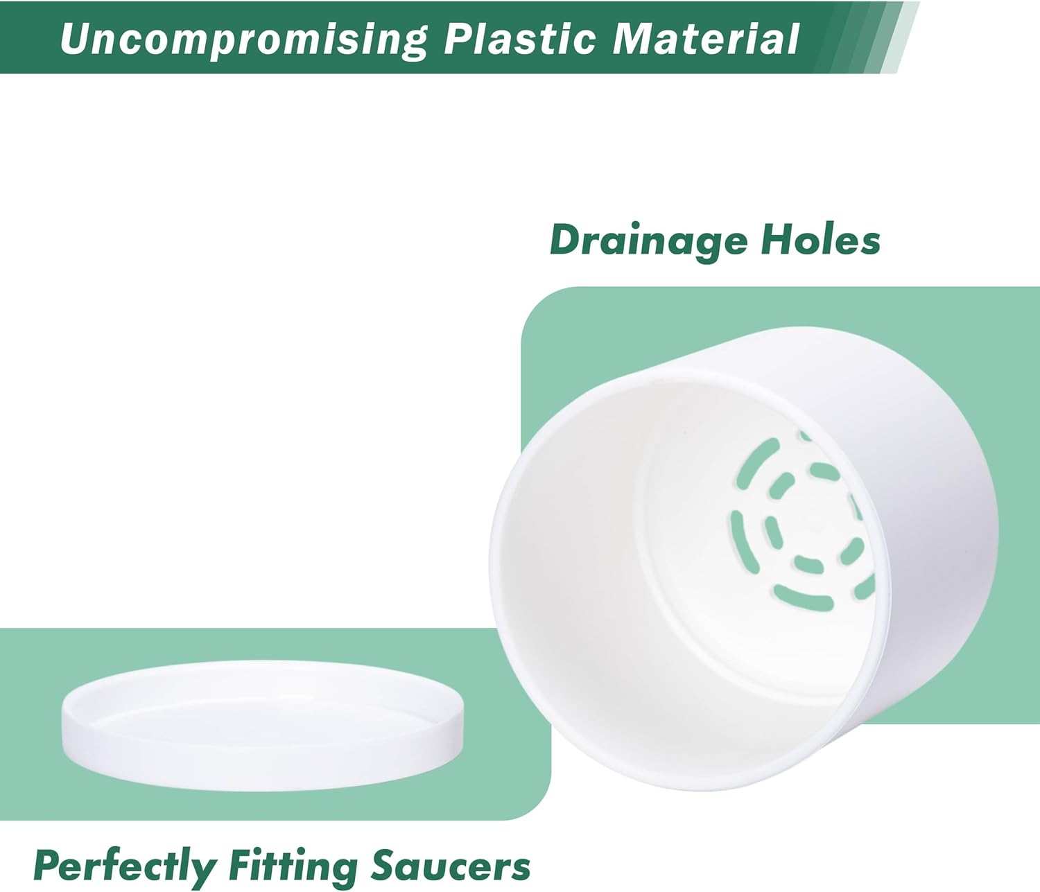 D'vine Dev 4-Pack White Plastic Planters with Saucers, 4 in, 74-Z-E-2 | Lightweight Durable Build, Matte Finish