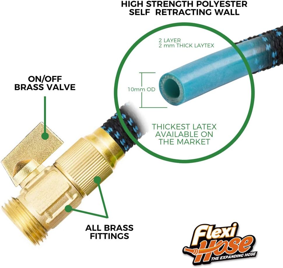 Flexi Hose Expandable Garden Hose with 8 Function Nozzle, 50FT - Lightweight Retractable Garden Hose, Water Hose