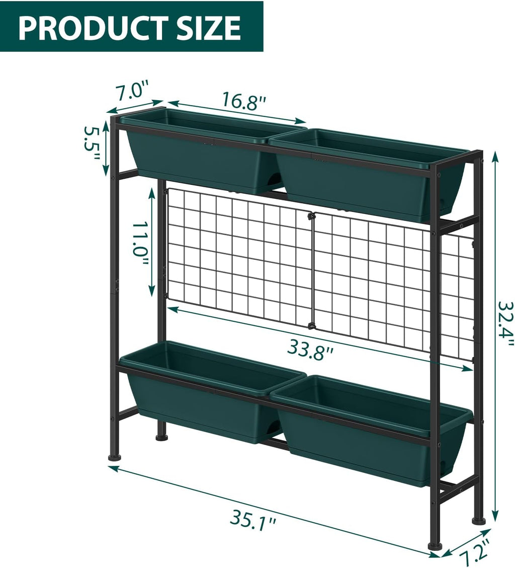 OYEAL Raised Garden Bed with Legs & & Trellis 32" Tall Vertical Herb Garden Planter Indoor Outdoor Elevated Flower Beds