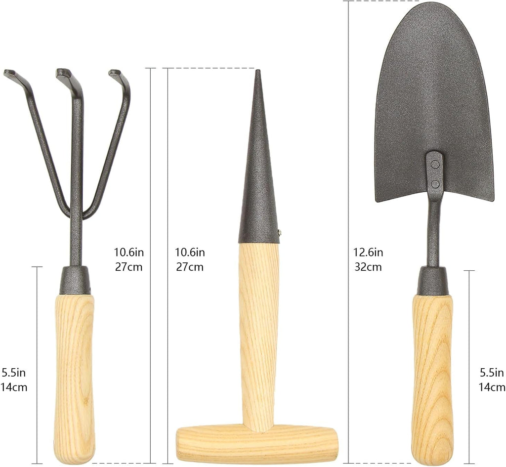 Japanese Gardening Tools Set, 6 Pcs Garden Tools Set, Black Painted Stainless Steel Heavy Duty Gardening Tools Kit