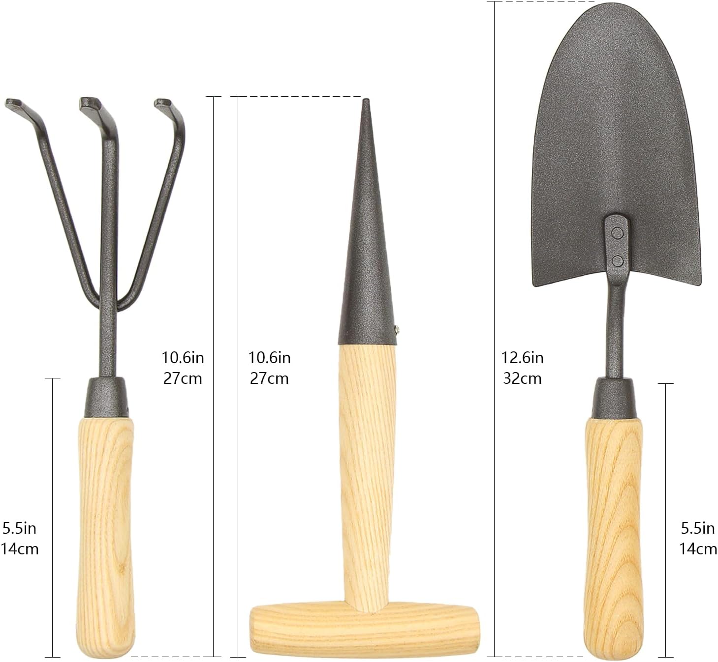 Japanese Gardening Tools Set, 6 Pcs Garden Tools Set, Black Painted Stainless Steel Heavy Duty Gardening Tools Kit