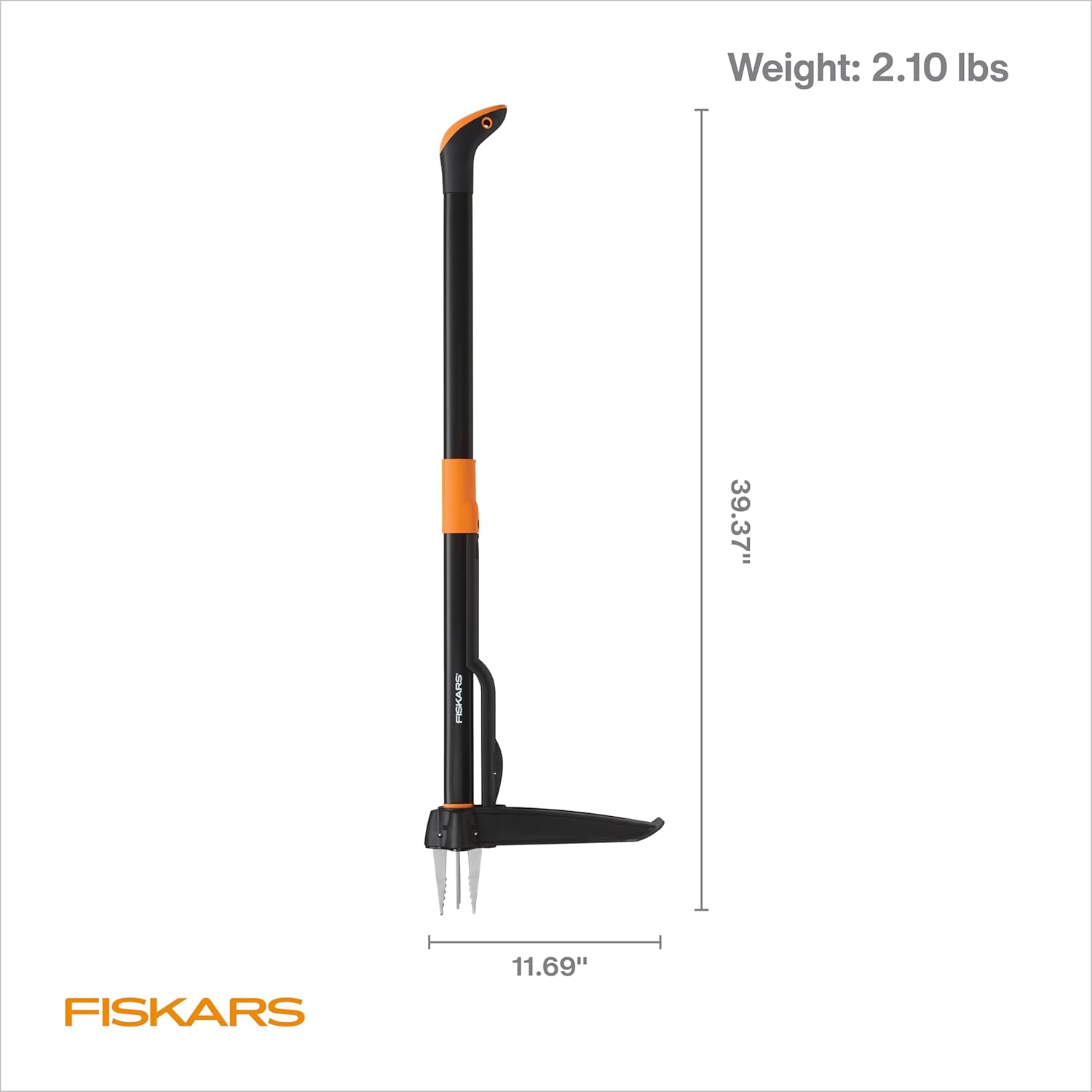 Fiskars Deluxe Stand-Up Weed Puller Tool, 4 Serrated Stainless Steel Claws | Claws Grip Dandelion Roots & More for