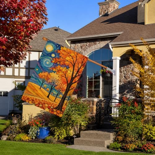 Fall House Flag 28x40 Inch Double Sided for Outside Porch Decor