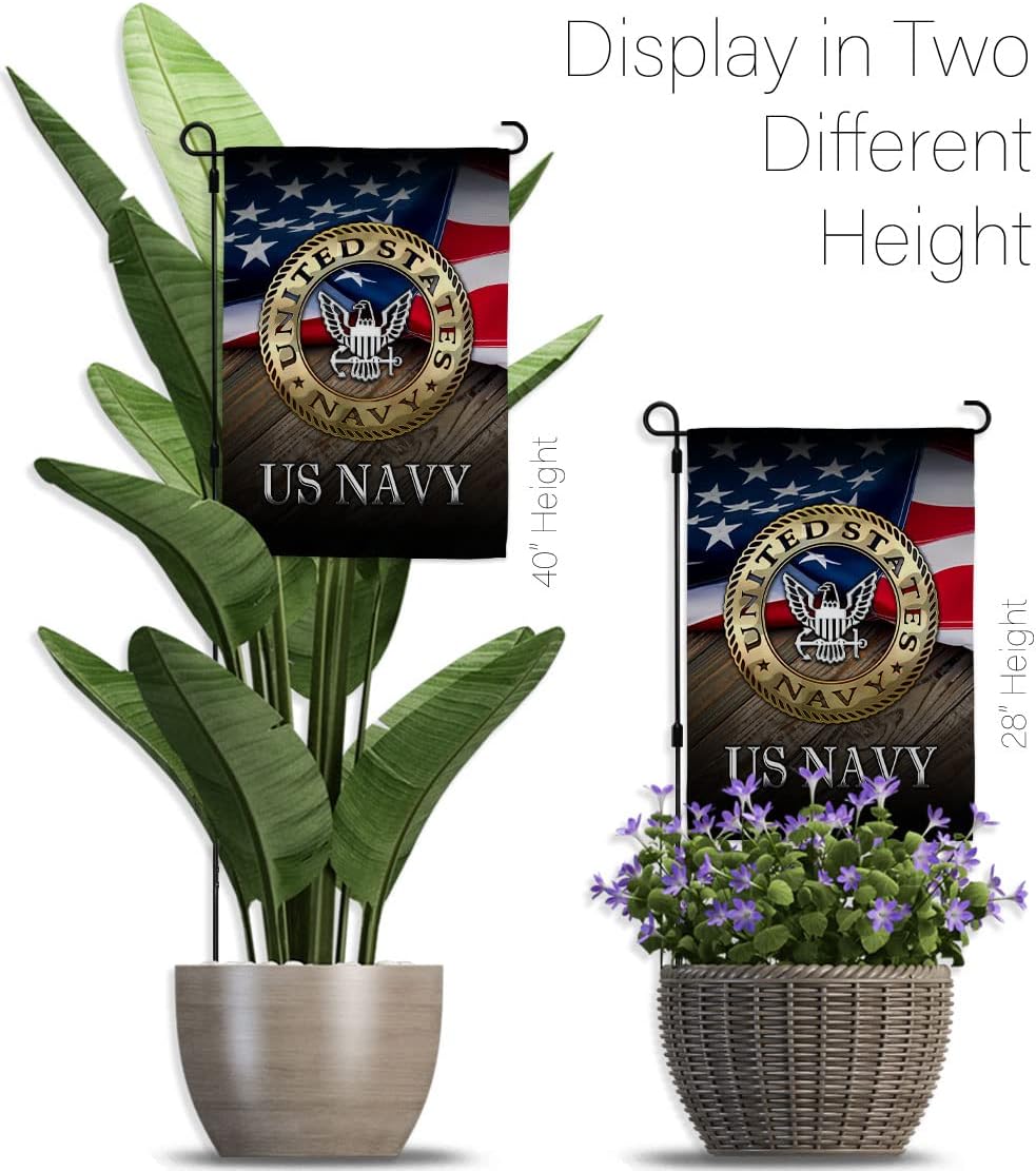 US Navy Garden Flag - Set with Stand Armed Forces USN Seabee United State American Military Veteran Retire Official