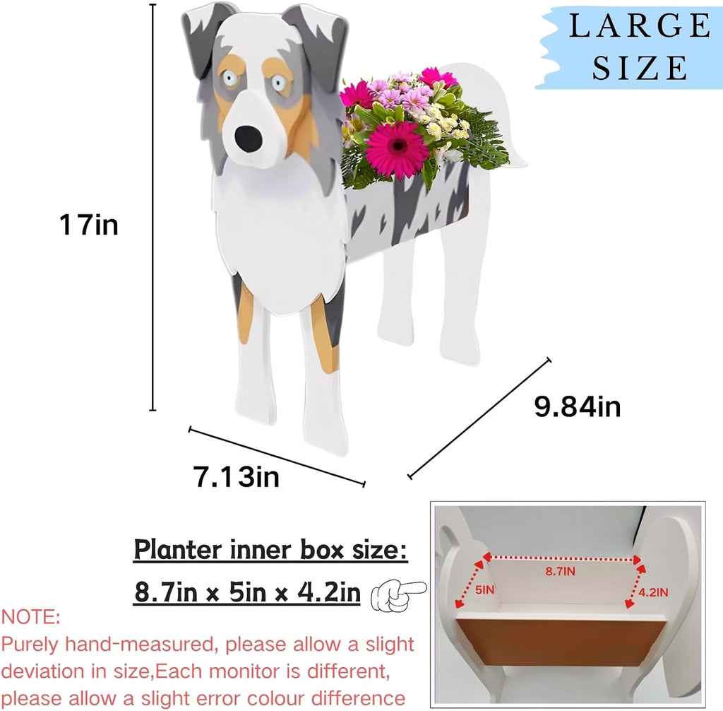 Australian Shepherd Dog Planter Pots, Animal Shaped Flower Pot | Large Cute Plant Gift for Women and Pet Lovers, Indoor