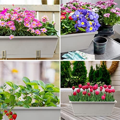 8pcs Window Box Planter,Rectangle Plastic Vegetable Flower Planters Boxes