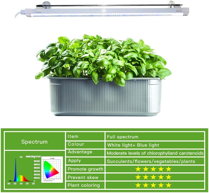 2FT Suction Cup Style Plant Grow Light,12W, LED Grow Lamp Fixture on wall, Seed Starter kit, 6500K Cool White, Enhanced