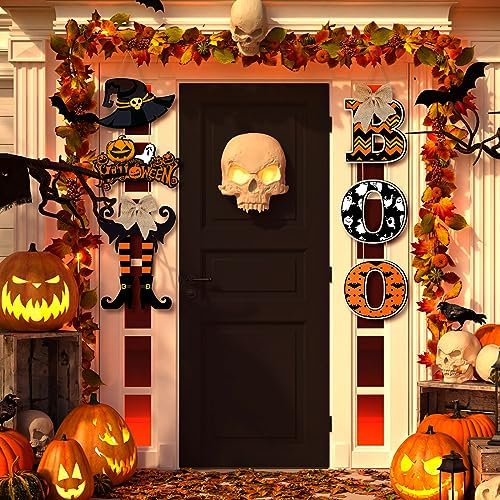 Leinuosen 2 Pcs Halloween Ghost Witch Door Sign Boo Front Door Decor, Witch
