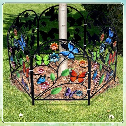 Yaocom 6 Pack Butterfly Garden Fence 16.5" H x 11.8" W Metal Border