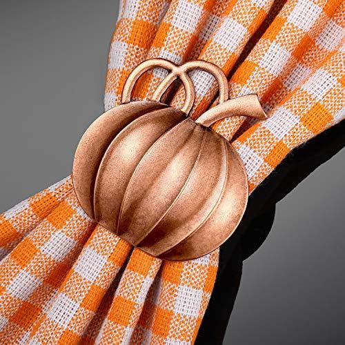 Patelai 6 Pieces Fall Pumpkin Napkin Rings Thanksgiving, Bronze
