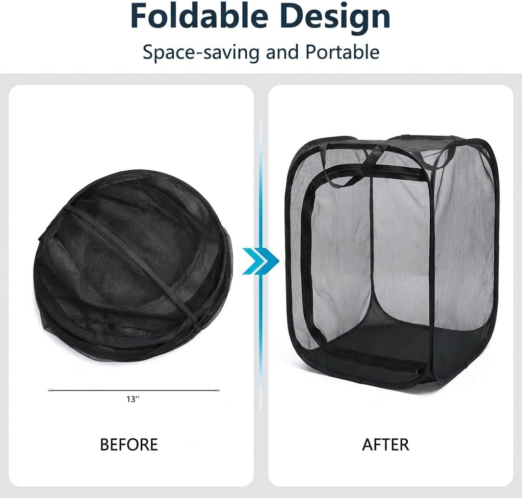 Mesh Plant Protection Enclosure, Portable Collapsible Garden Grow Cage with Mesh Barrier, Pest & Bird Proof Plant Cover