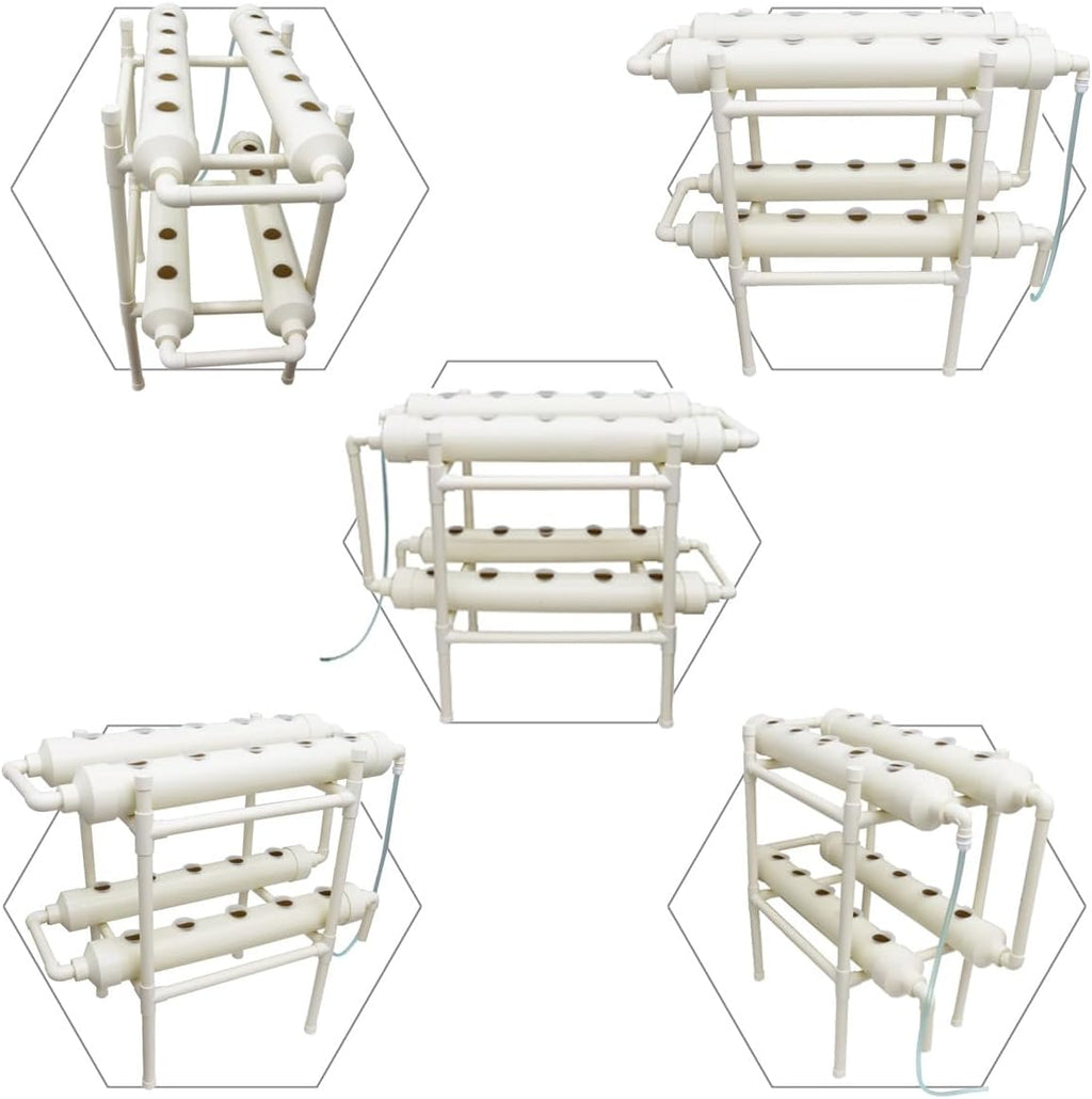INTBUYING Hydroponic Growing System 20 Holes 4 Pipes 2 Layer Plant Site Grow Kit with 110V Pump Extra-Lage Planting