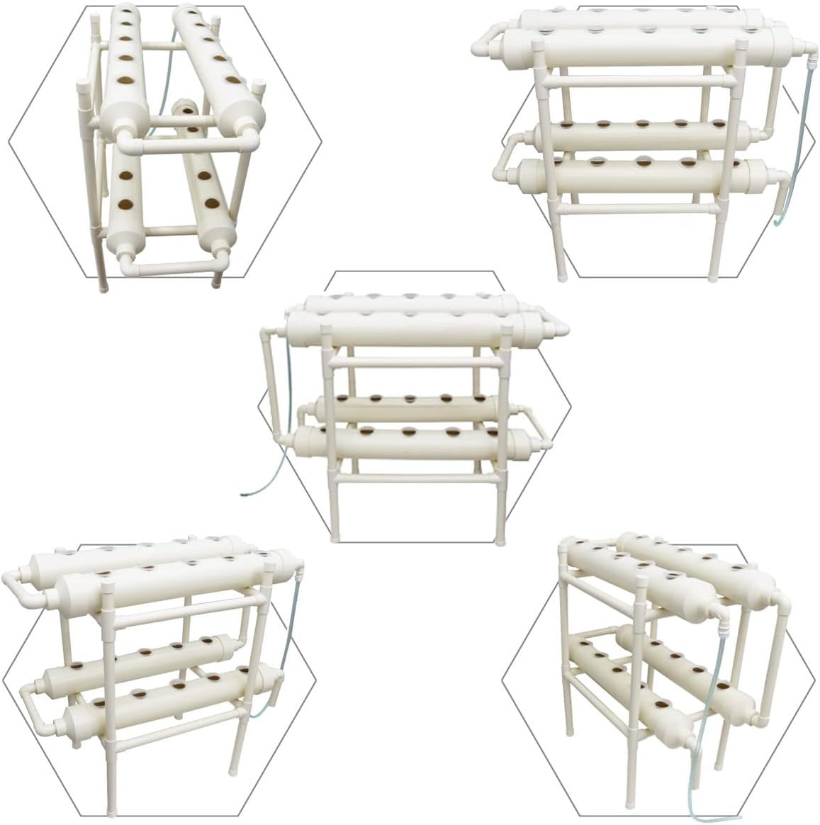 INTBUYING Hydroponic Growing System 20 Holes 4 Pipes 2 Layer Plant Site Grow Kit with 110V Pump Extra-Lage Planting