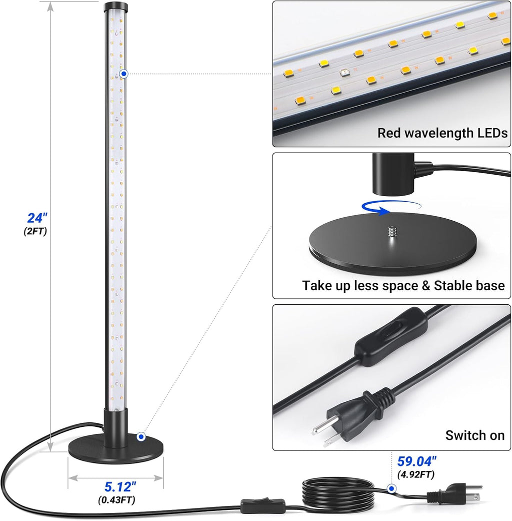 Barrina T10 Standing Grow Light for Indoor Plants, 20W 2FT, Full Spectrum | Desk LED Plant Light, Hanging and Standing