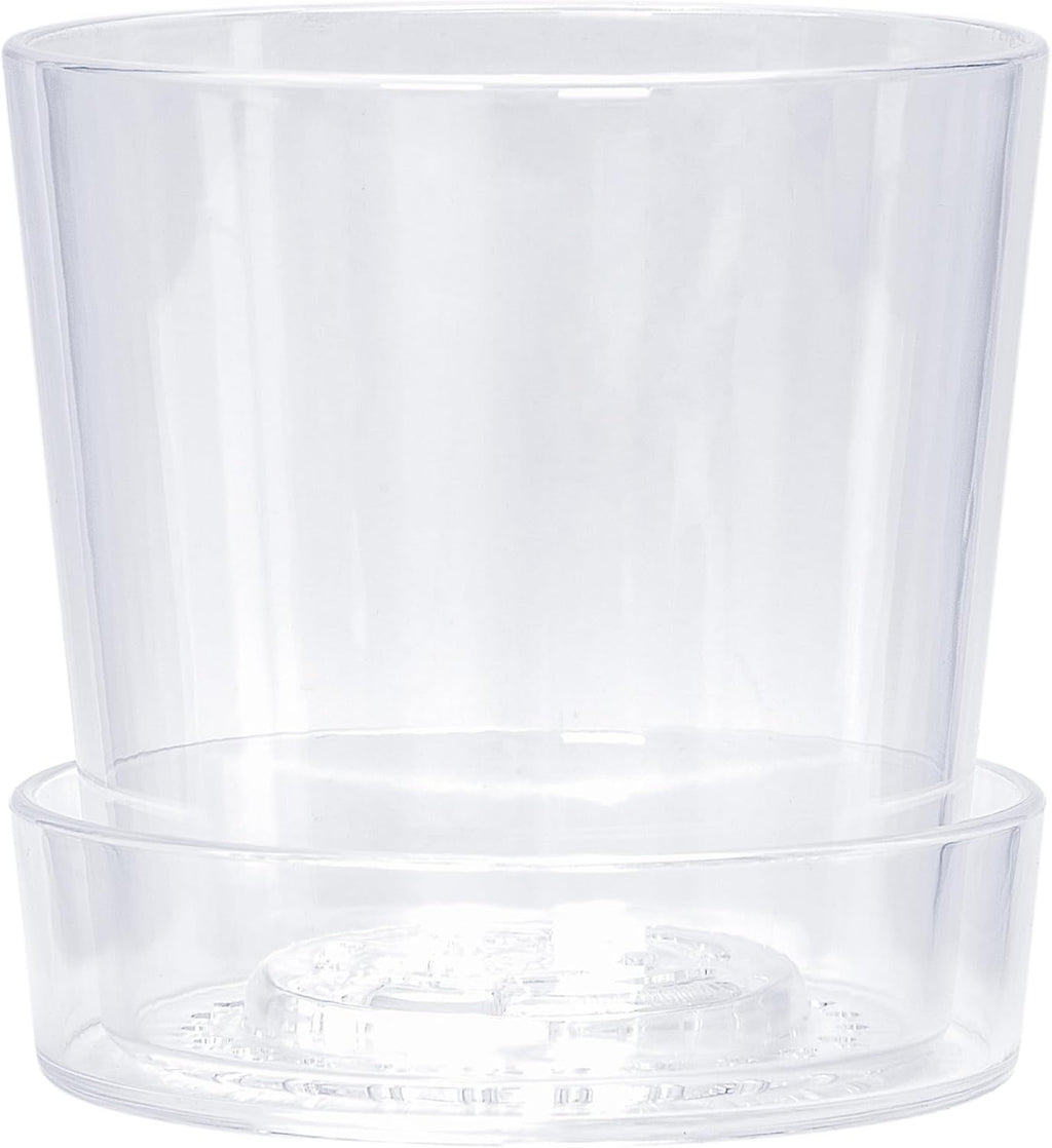 Phoenix Vine 6.5 Inch Clear Acrylic Planter Pot with Tray, Orchid Pot with Drainage Holes, Deep Saucer for Bottom