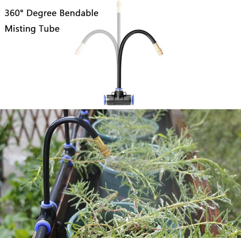 Garden Watering System, Greenhouse Mist Drip Irrigation Kit,65Ft Hanging Plant Watering System with 20 Three-Way