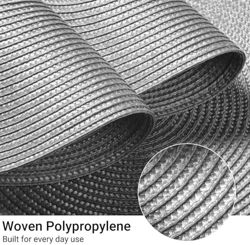 FunWheat Round Braided Placemats Set of 6 Table Mats for Dining Tables Woven Washable Non-Slip Place mats 15 inch(Grey, 6pcs)