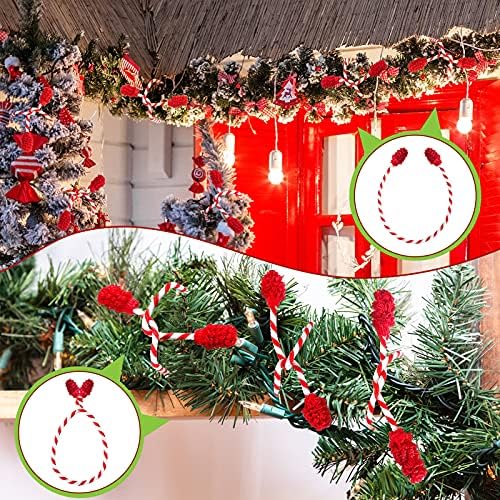 Shappy 12 Pieces Garland Ties for Banister Reusable Red White