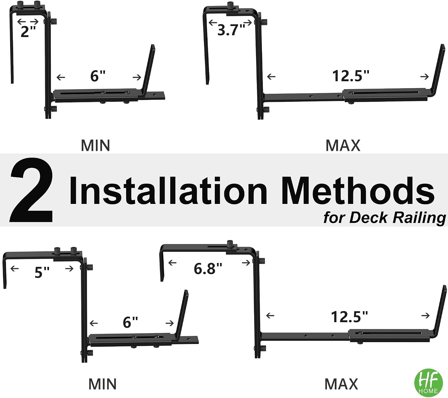 HFHOME 6PCS Adjustable Planter Box Brackets, Brackets for Window Boxes Planters Hanging Flower Box Holders, Wall Mount