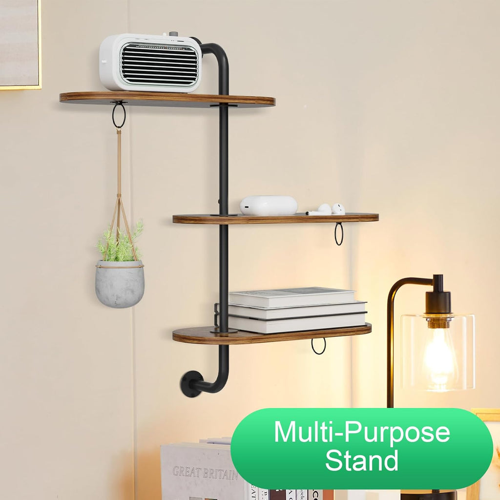 Rotating Window Plant Shelves with 3 Anti-slip Mats, 3 Tier Plant Stand Indoor Outdoor, Wooden Window Plant Shelf with