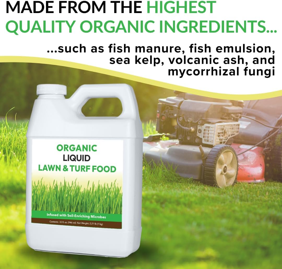 Organic Liquid Lawn & Turf Food - Rapid Green-Up Concentrate | Infused with a Broad Spectrum of Soil Enriching Microbes