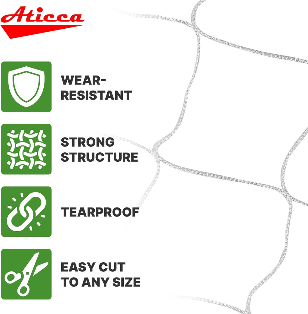 ATICCA Trellis Netting 5 x 750 ft Heavy Duty Polyester Plant Support Netting White - 6 Inch Garden Rope Trellis on Roll