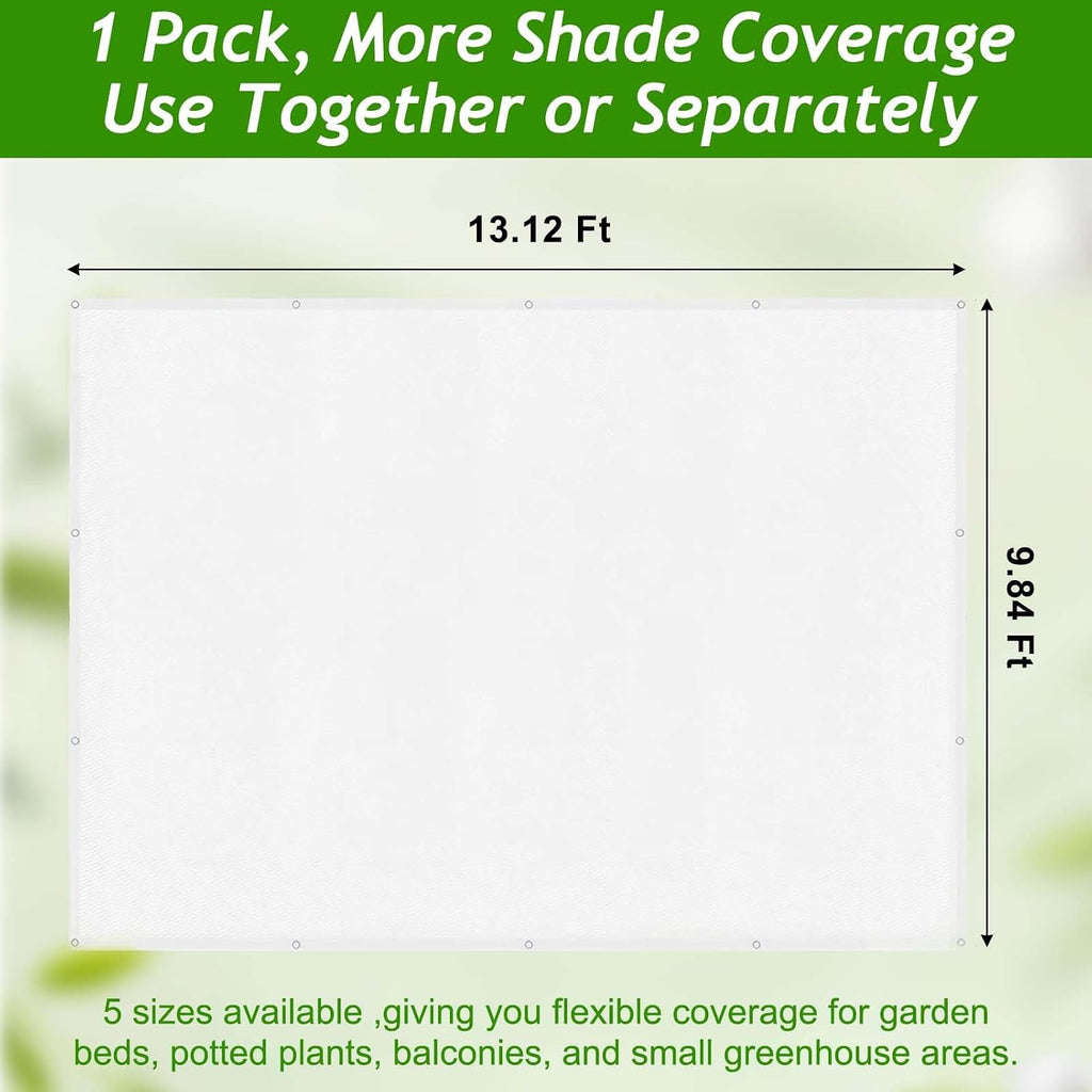 Wenfan 9.84 * 13.12Ft White Shade Cloth for Garden Plant Shade Nylon Cloth with Grommets Plant Sun Protection Shelter
