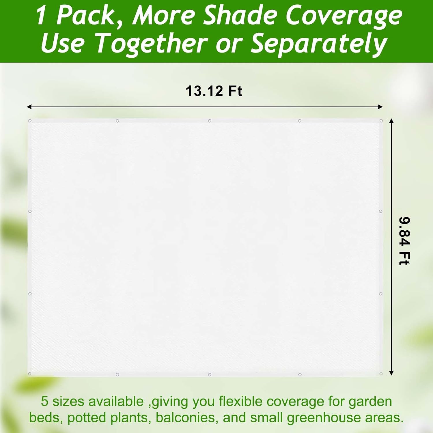 Wenfan 9.84 * 13.12Ft White Shade Cloth for Garden Plant Shade Nylon Cloth with Grommets Plant Sun Protection Shelter